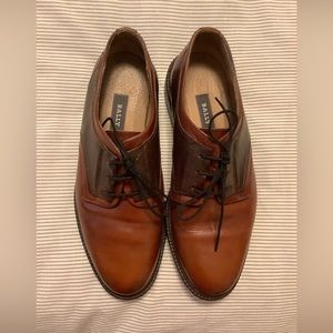 BALLY TAROT OF SWITZERLAND LIGHT & DARK BROWN LEATHER OXFORD SHOES SIZE 9.5.